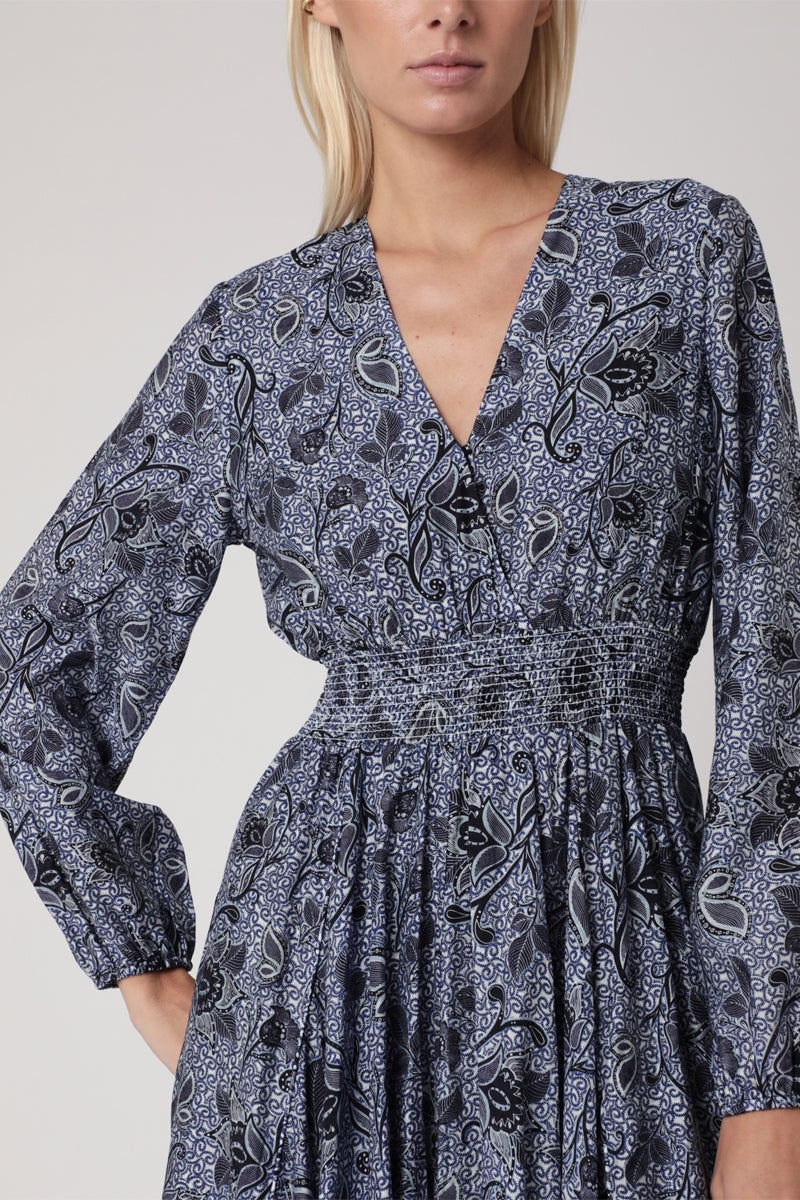 Robe Longue Imprimé Smock Taille - Santorini