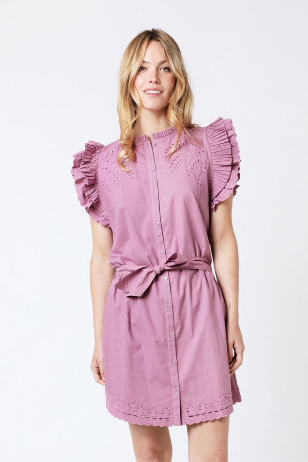 Robe Courte Unie Brod Epaules - Parma