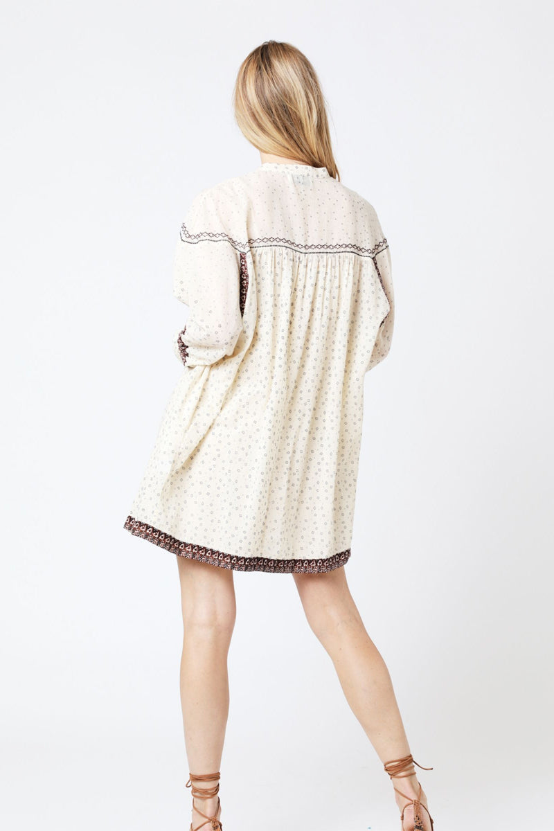 Robe Courte Oversize Imprimé - Beige