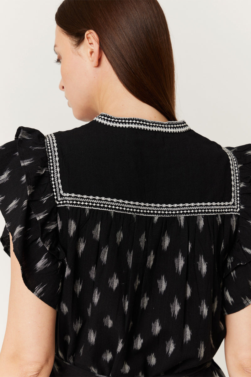 Robe Courte Imprimé Carrure - Black