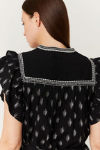 Robe Courte Imprimé Carrure - Black