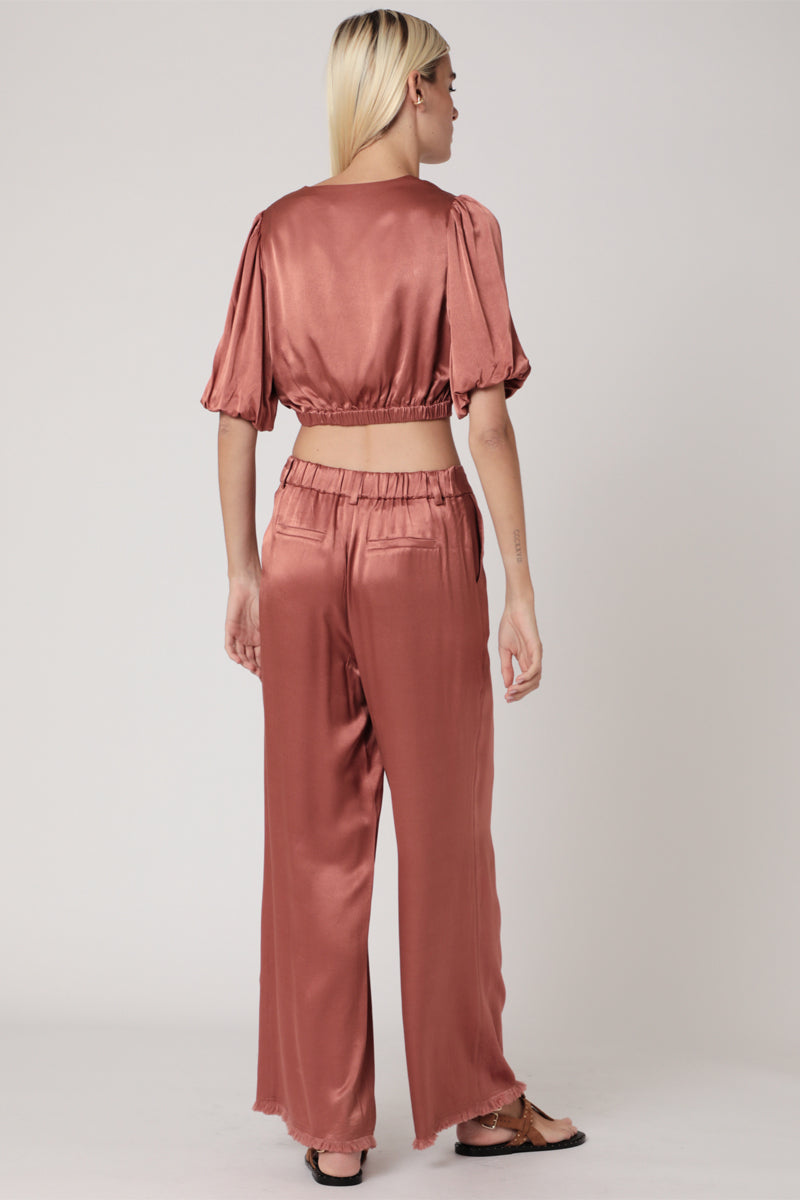 Crop Top Uni Noue Devant - Terracota