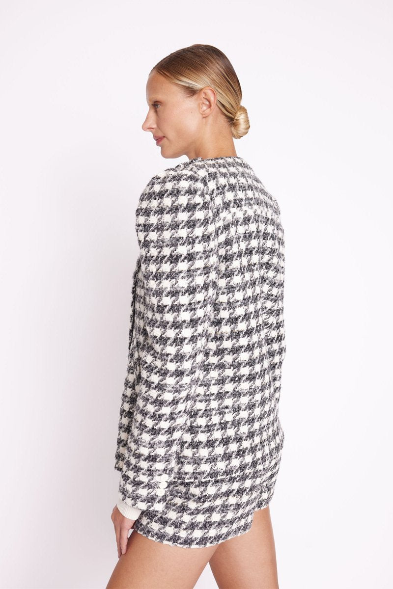 Manteau Uni Manches Bouffantes - Tweed Gris