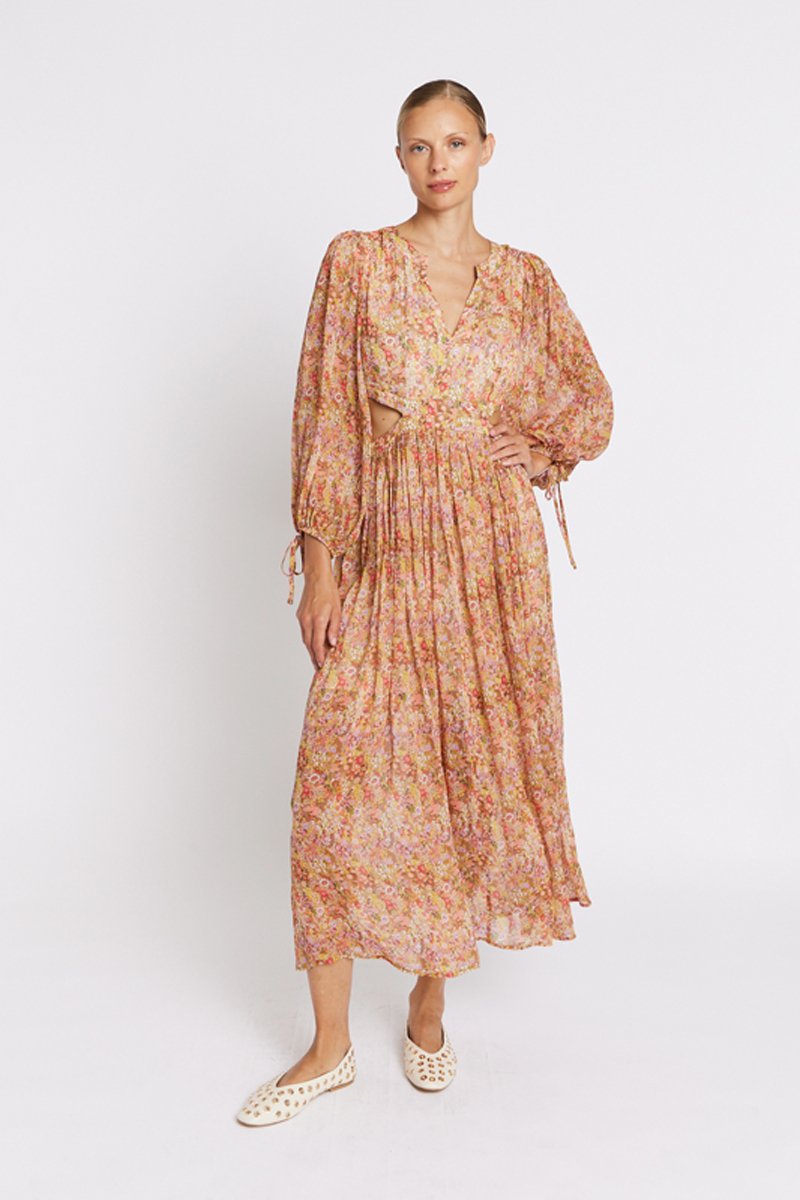 Robe Longue Ouverture Cote - Bloomflowerprint