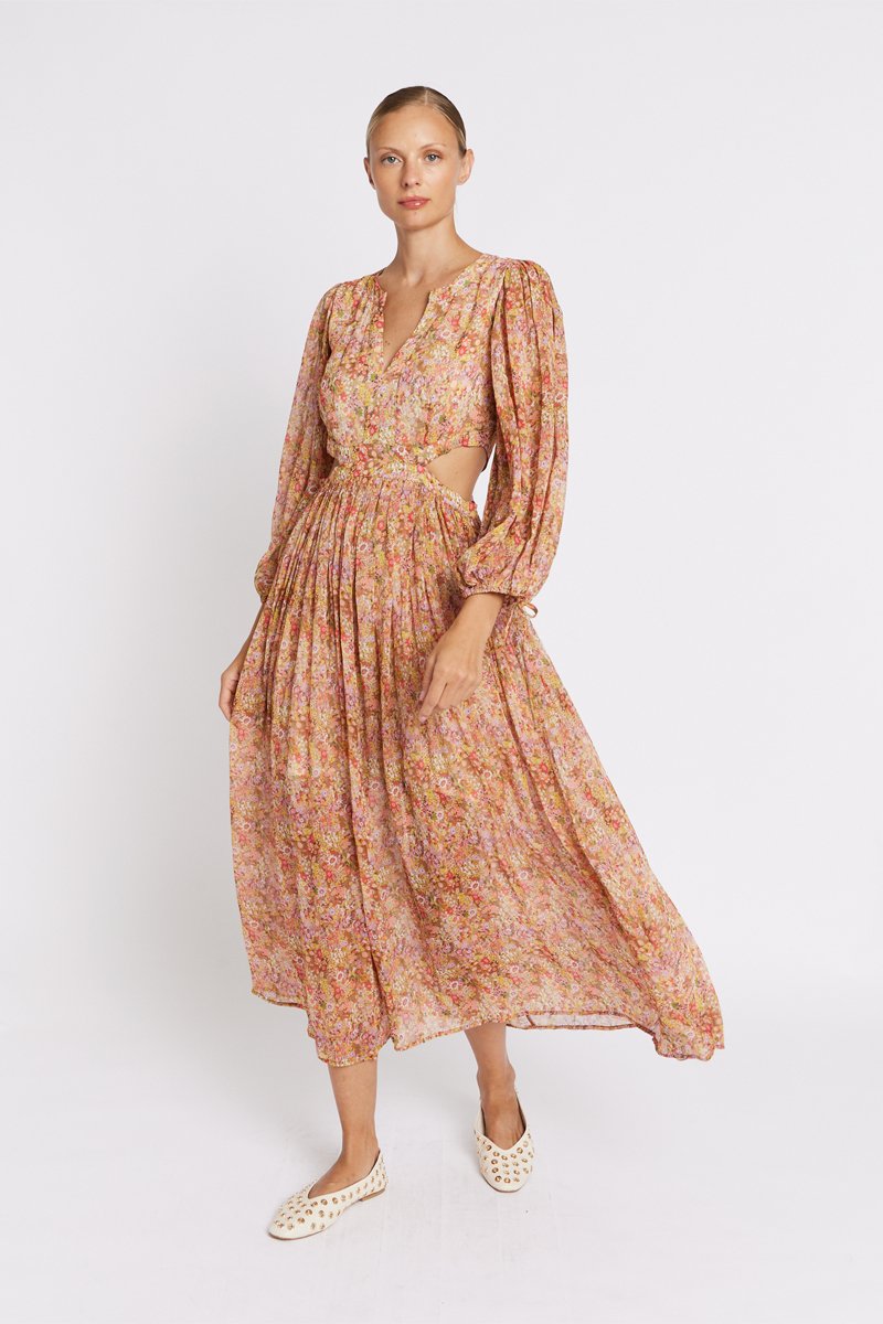 Robe Longue Ouverture Cote - Bloomflowerprint