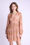 Robe Courte Col V Boutons Dvt - Bloomflowerprint
