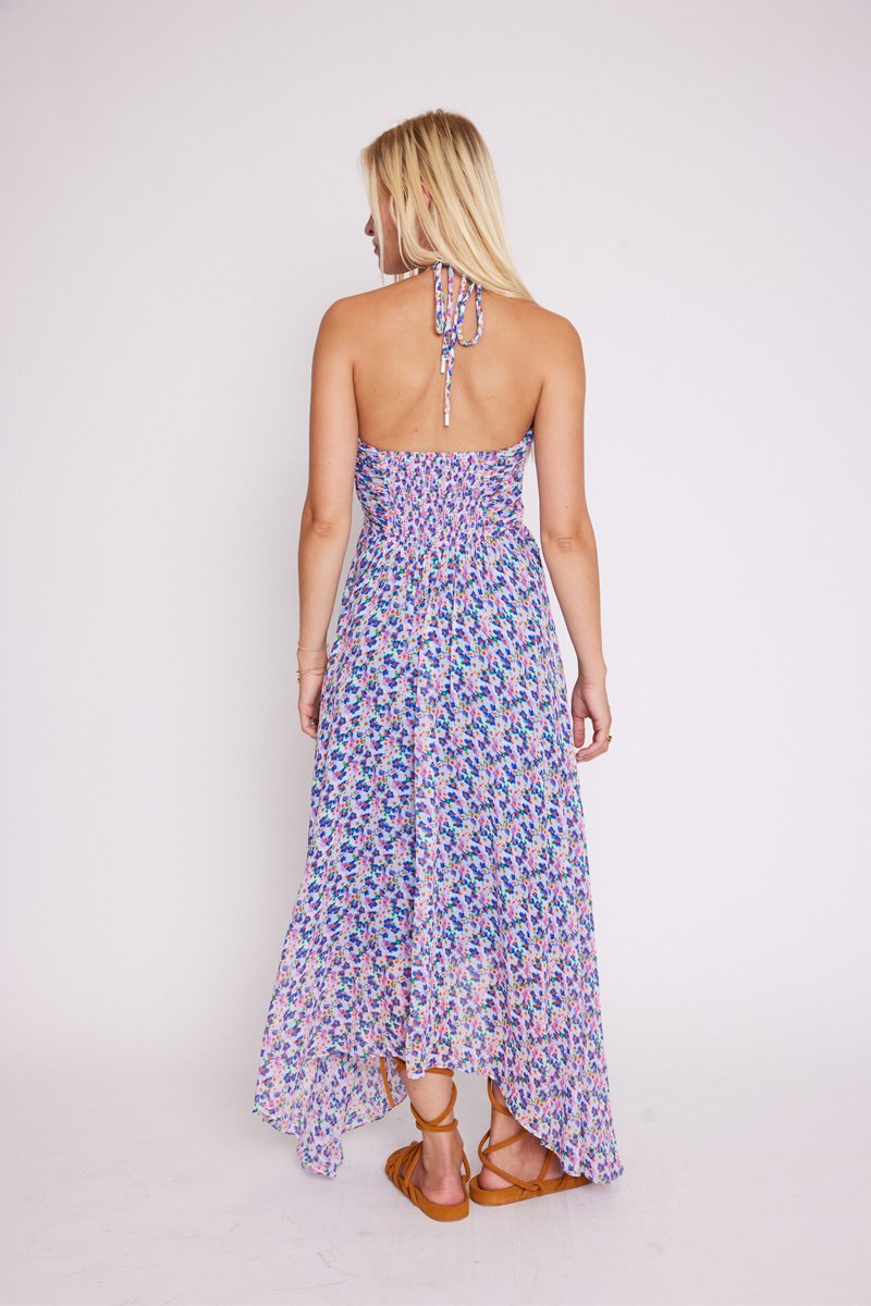 Robe Longue Avec Cordon Au Cou - Microflowersprint