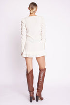Robe Courte Froncee - Beige