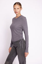 T-Shirt Col Rond Ml Liens - Heathergrey