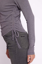 T-Shirt Col Rond Ml Liens - Heathergrey