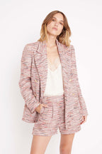 Short Taille Haute En Tweed - Red