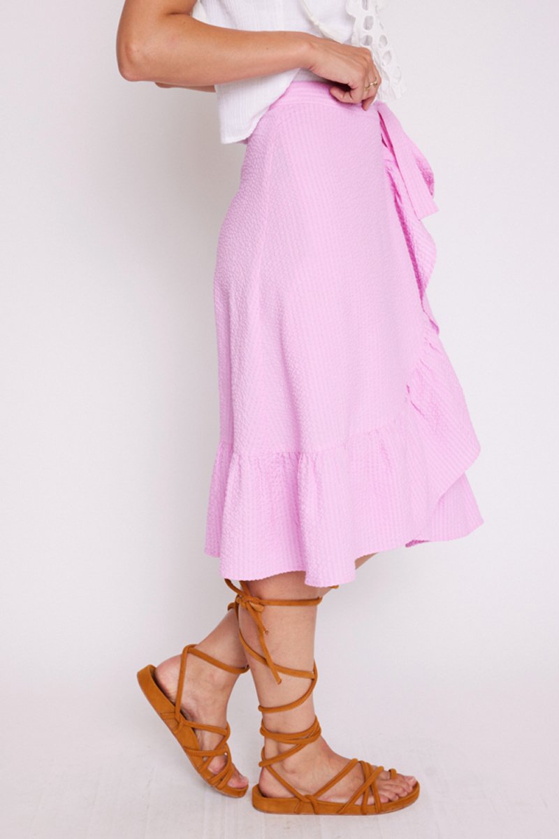 Jupe Mi Longue Nœud Ceinture - Pinkbonbon
