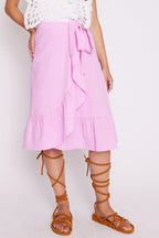 Jupe Mi Longue Nœud Ceinture - Pinkbonbon