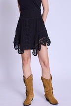 Jupe Avec Bas Macrame Cœur - Black