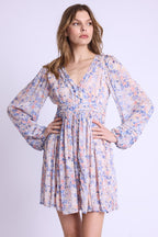 Robe Courte Col V Boutons Dvt - Gardenprint