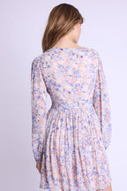 Robe Courte Col V Boutons Dvt - Gardenprint
