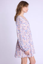 Robe Courte Col V Boutons Dvt - Gardenprint