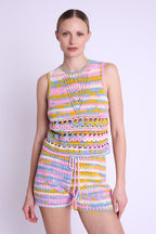 Debardeur Col Rd Crochet - Babyblue