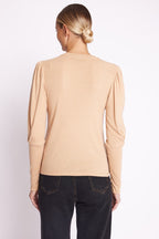 T-Shirt Col Rond Ml Pli Manche - Camel