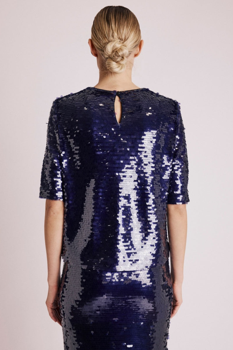 Top Manche Courte Sequins - Purple