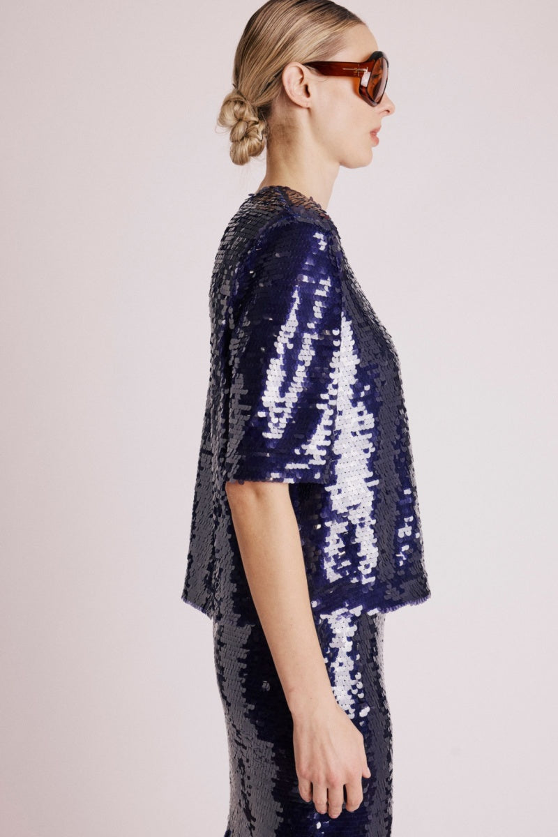 Top Manche Courte Sequins - Purple