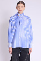 Chemise Rayee Col Amovible - Blue