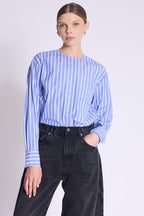 Chemise Rayee Col Amovible - Blue