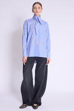 Chemise Rayee Col Amovible - Blue