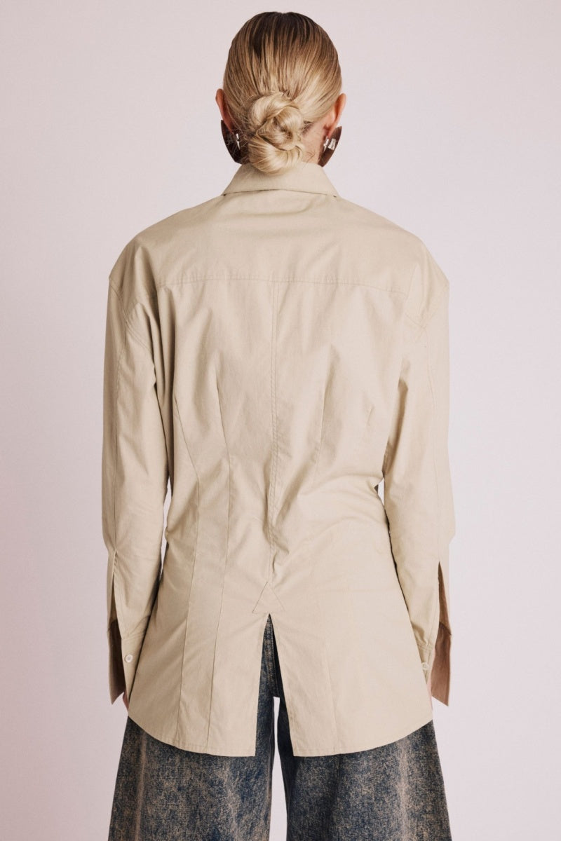 Chemise Cintree Taille Pinces - Beige