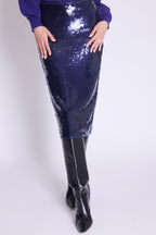 Jupe Longue A Sequins - Purple