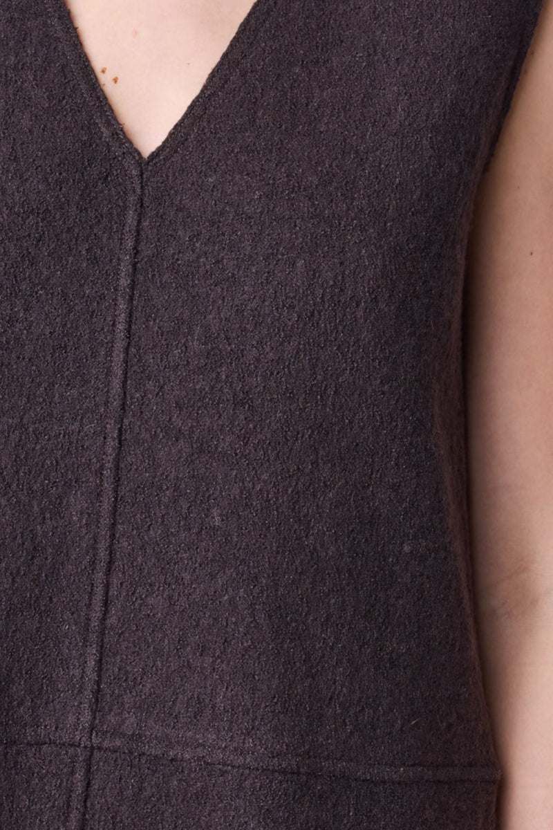 Robe Longue Sans Manches Col V - Brown