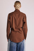 Chemise Ceintree Unie - Brown