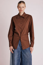 Chemise Ceintree Unie - Brown