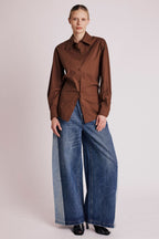 Chemise Ceintree Unie - Brown