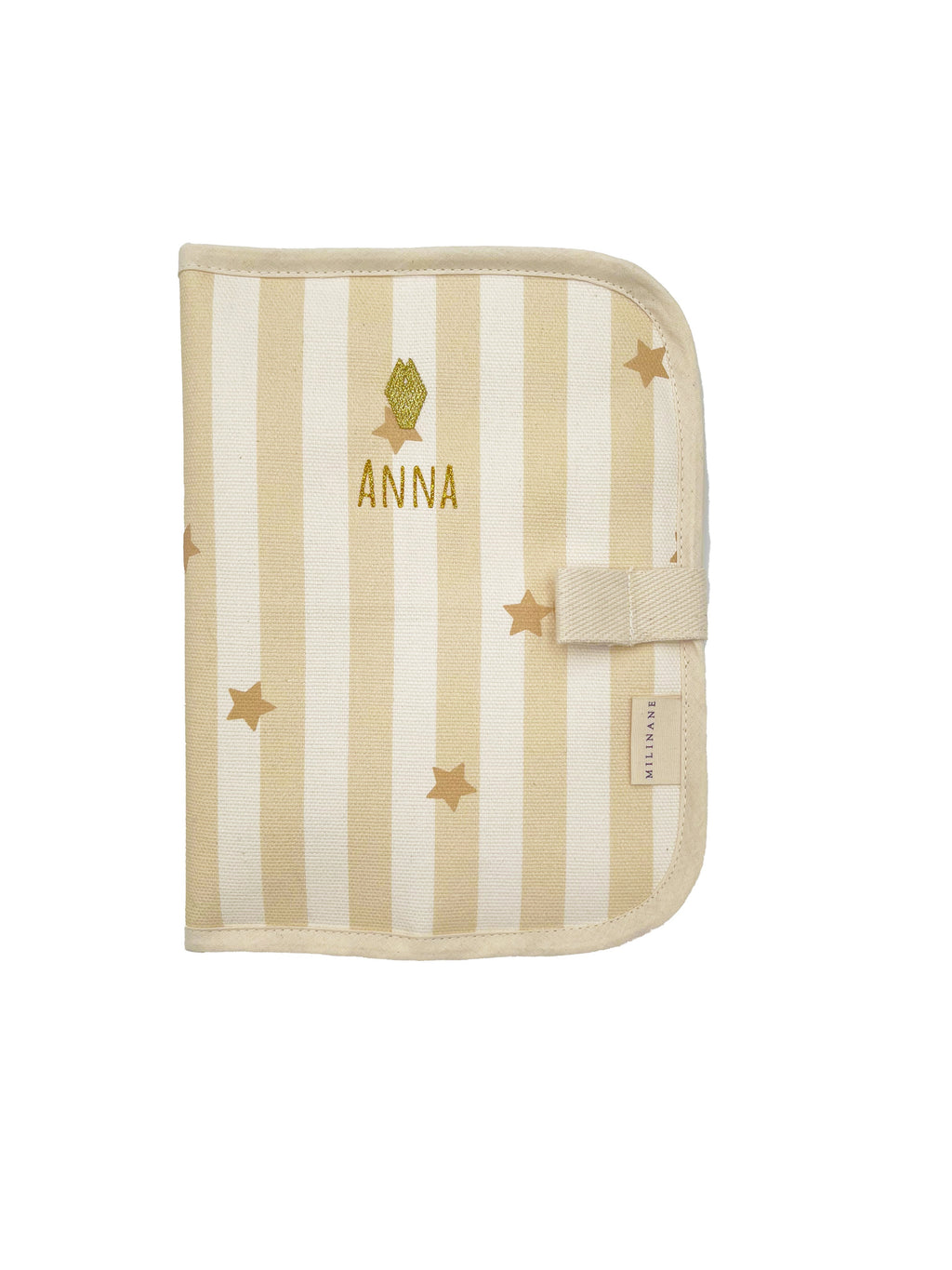 protege-carnet-de-sante-personnalise-motif-rayure-etoile-beige-milinane