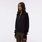 Pull with colored neck in ribbed layers - Black - Woman