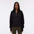 Pull with colored neck in ribbed layers - Black - Woman