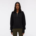 Pull with colored neck in ribbed layers - Black - Woman