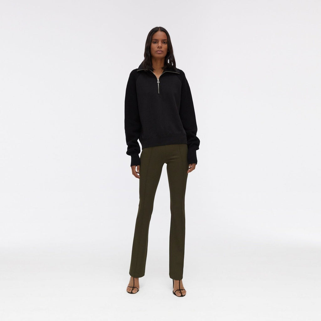 Pull with colored neck in ribbed layers - Black - Woman