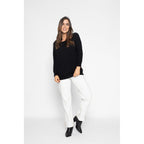 Pull Avec Manches Chauve-Souris Molly Noir, 100% Cachemire, 2 Fils, Jersey - Femme - Perfect Cashmere - The Bradery