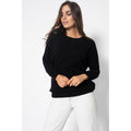 Pull Avec Manches Chauve-Souris Molly Noir, 100% Cachemire, 2 Fils, Jersey - Femme - Perfect Cashmere - The Bradery