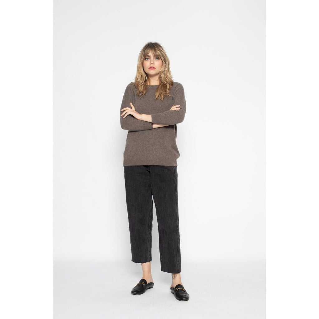 Pull Avec Manches Chauve-Souris Molly Taupe, 100% Cachemire, 2 Fils, Jersey - Femme - Perfect Cashmere - The Bradery
