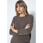 Pull Avec Manches Chauve-Souris Molly Taupe, 100% Cachemire, 2 Fils, Jersey - Femme - Perfect Cashmere - The Bradery