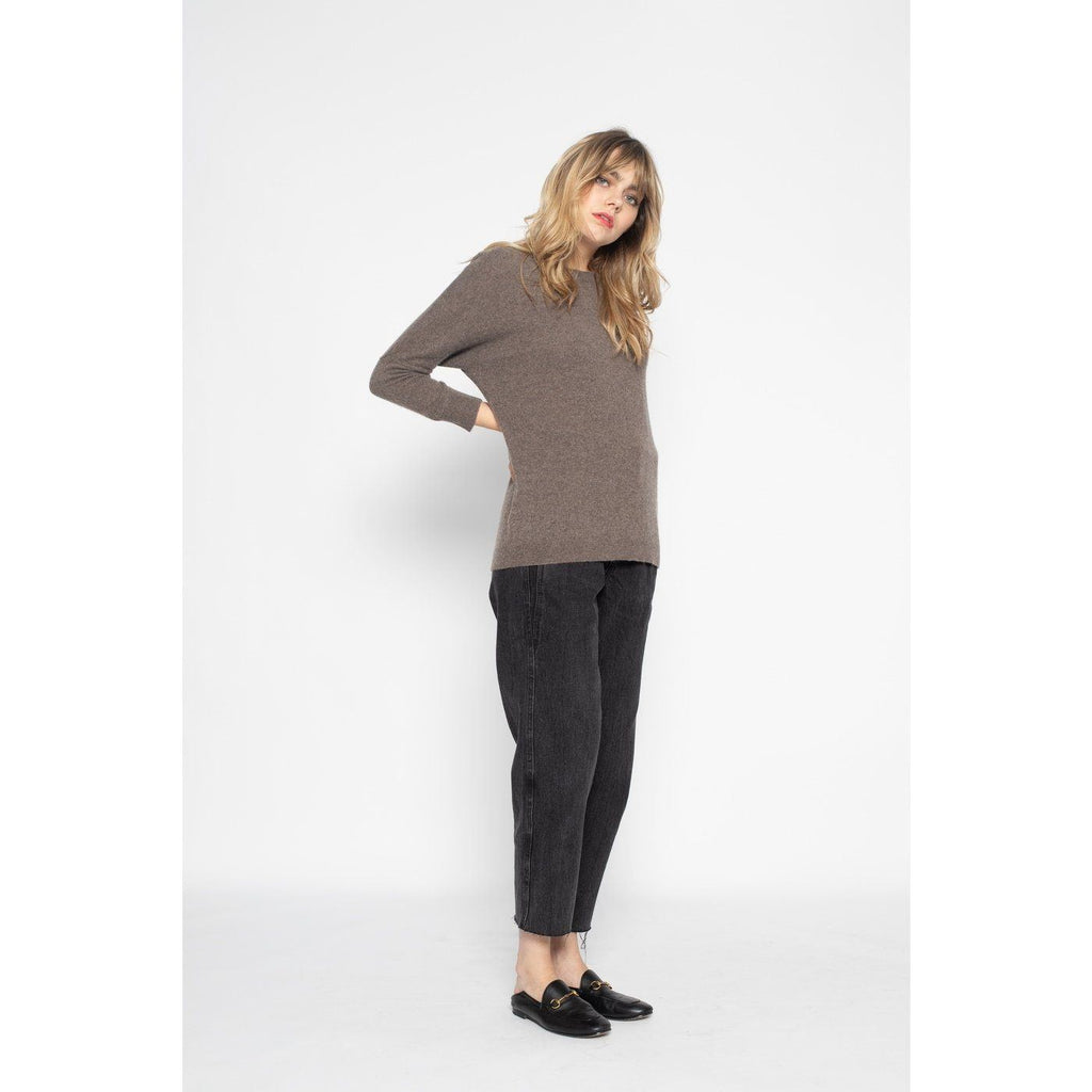 Pull Avec Manches Chauve-Souris Molly Taupe, 100% Cachemire, 2 Fils, Jersey - Femme - Perfect Cashmere - The Bradery