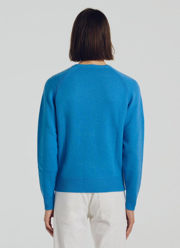 Pull Bleu En Laine Mérinos Et Cachemire - Bleu - De Fursac - The Bradery