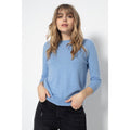 Pull Col Rond Avec Boutons Dans Le Dos Vanessa Bleu Ciel, 100% Cachemire, 2 Fils, Jersey - Femme - Perfect Cashmere - The Bradery