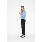 Pull Col Rond Avec Boutons Dans Le Dos Vanessa Bleu Ciel, 100% Cachemire, 2 Fils, Jersey - Femme - Perfect Cashmere - The Bradery
