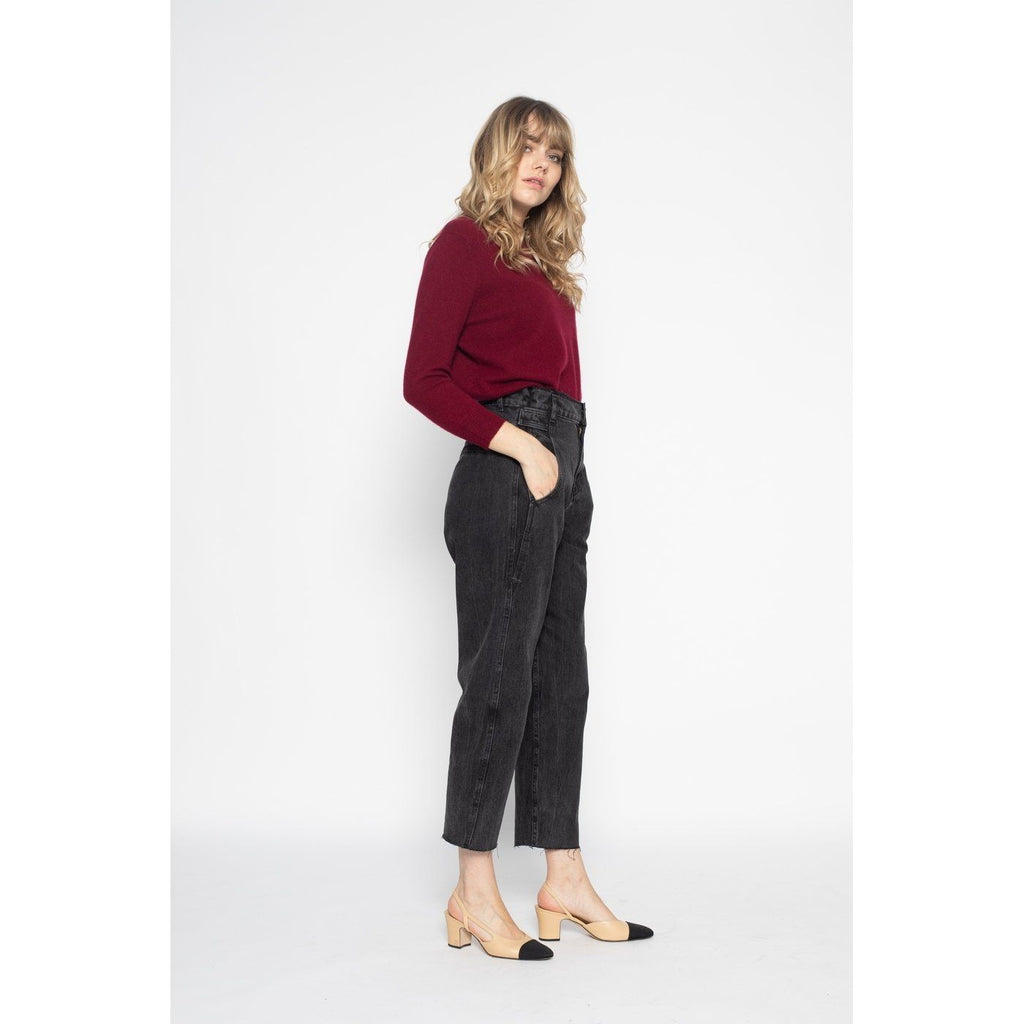 Pull Col Rond Avec Boutons Dans Le Dos Vanessa Burgundy, 100% Cachemire, 2 Fils, Jersey - Femme - Perfect Cashmere - The Bradery