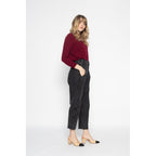 Pull Col Rond Avec Boutons Dans Le Dos Vanessa Burgundy, 100% Cachemire, 2 Fils, Jersey - Femme - Perfect Cashmere - The Bradery
