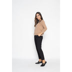 Pull Col Rond Avec Boutons Dans Le Dos Vanessa Camel, 100% Cachemire, 2 Fils, Jersey - Femme - Perfect Cashmere - The Bradery